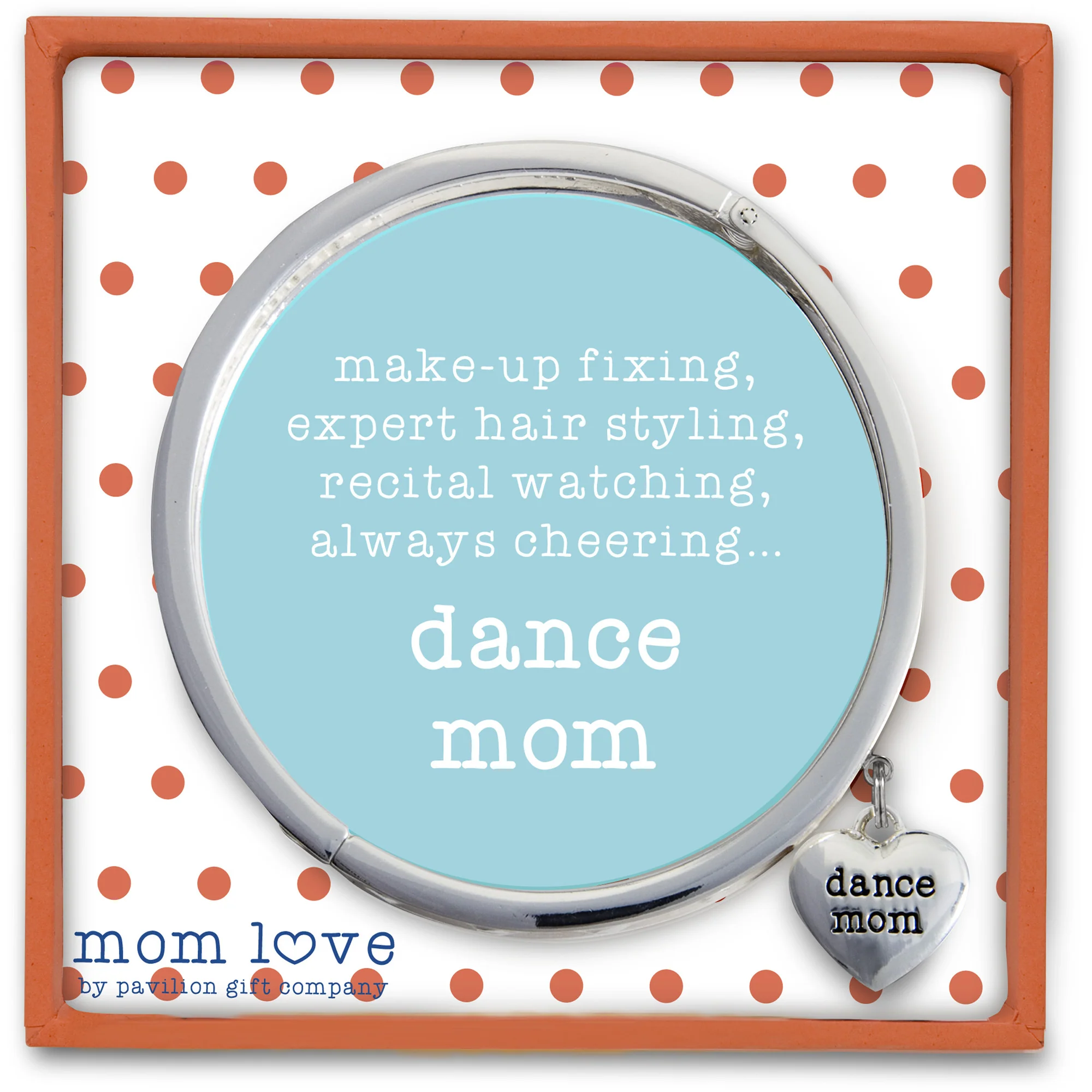 Dance Mom White Enamel Bangle Bracelet with Heart Charm - Image 4